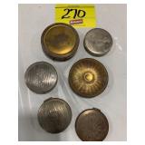 6 ANTIQUE METAL COMPACTS / POWDER BOXES