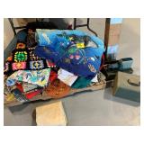 PALLET OF SOFT GOODS, TOWELS, AFGHANS, MOVIE