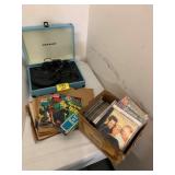 CROSLEY PORTABLE RECORD PLAYER, GROUP OF RECORDS,
