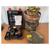 CRAFTSMAN DRILL SET, HUNTING BUCKET W/ CONTENTS