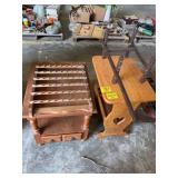 WOODEN HEART TABLE, WOODEN RACKS, WOODEN END