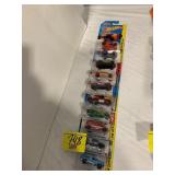 ROW OF HOT WHEELS CARS ON CARDS