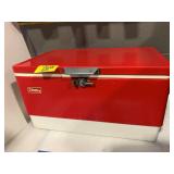 VINTAGE RED COLEMAN COOLER