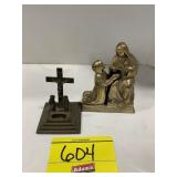 2 ANTIQUE METAL RELIGIOUS STATUES