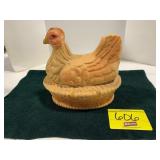 ANTIQUE PAPER MACHE HEN ON NEST