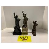 3 METAL STATUE OF LIBERTY SOUVENIR FIGURES