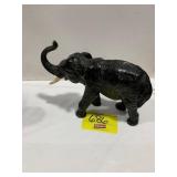 ANTIQUE 9' LONG PAINTED METAL ELEPHANT STATUE