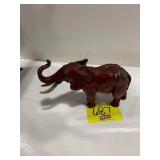 ANTIQUE 8' LONG PAINTED METAL ELEPHANT STATUE