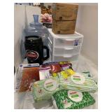 HUGGIES WIPES, LIGHT BULBS, WATER JUG, PLASTIC