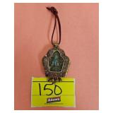 TIBETAN PRAYER BOX (APPROX 2.5'X2') AND A LEATHER