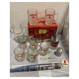 HAMMS BEER GLASS PITCHER, GROUP OF BUDWEISER