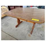 PRESSED WOOD-TOP KITCHEN TABLE W/ WOODEN BASE