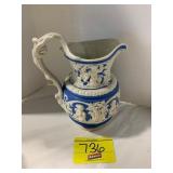 DR25 MARKED ANTIQUE GERMAN CHERUB PITCHER