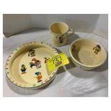 3-PIECE ANTIQUE NURSEY RHYME BABY PLATE SET