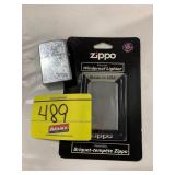 SEALED ON CARD ZIPPO LIGHTER & ETCHED LIGHTER