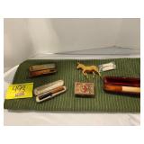 3 ANTIQUE STRAIGHT PIPE IN CASES, MATCHBOOK,