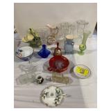 RED SLAG GLASS DISH, PRESSED GLASS OF ALL KINDS,