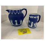 WEDGWOOD MARKED ANTIQUE BLUE & WHITE PITCHER &