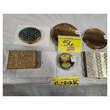 GROUP OF (6) COMPACTS...AVON OVAL GOLD TONE BLUE