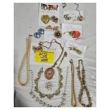 GROUP OF VINTAGE MARKED COSTUME JEWELRY OF ALL
