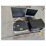 PRINTER, DELL & HP MONITOR, MICROWAVE