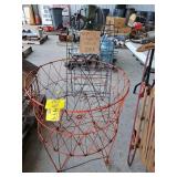 METAL NEWSPAPER STAND, RED METAL BASKET
