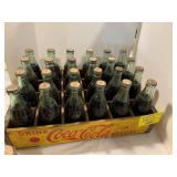 WOOD COKE CRATE FULL OF GLASS COKE BOTTLES &