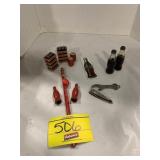 GROUP OF MINI ANTIQUE COKE SODA THEMED BOTTLES,