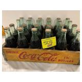 WOOD COKE CRATE FULL OF GLASS COKE BOTTLES &