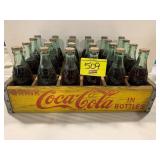 WOOD COKE CRATE FULL OF GLASS COKE BOTTLES &