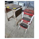 METAL STEPSTOOL, ROLLING TYPEWRITER STAND