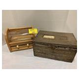 ANTIQUE METAL EGG CRATE, SCHUPPS WOOD FRAME
