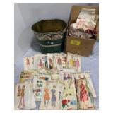 BOX OF MATERIAL, GROUP OF VINTAGE PATTERNS, METAL