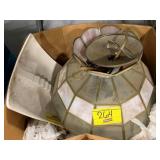 WHITE MCM ASHTRAY, PURPLE & CLEAR STAINED GLASS