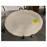 WHITE TURKEY PLATTER W/ METAL STAND