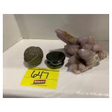 PURPLE NATURAL AMETHYST QUARTZ ROCK, PYRITE?