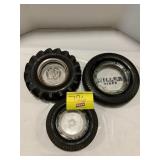 3 CLEAR GLASS TIRE ASHTRAYS