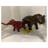 2 ANTIQUE PAINTED METAL ELEPHANT FIGURES