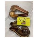 ANTIQUE WOOD & ANTIQUE CPF GOLD-TONE PIPES W/