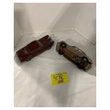 2 ANTIQUE WINDUP PLASTIC PROMO CARS