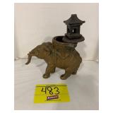 6' LONG ANTIQUE METAL ELEPHANT INSENSE BURNER W/