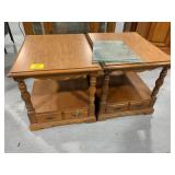 PAIR OF WOODEN END TABLES