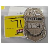 PINKERTON SECURITY SERVICE BADGE. BADGE # 7134
