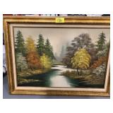 LARGE OIL ON CANVAS FRAMED PICTURE