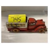 ANTIQUE ARCADE CAST IRON RED STAKE TRUCK