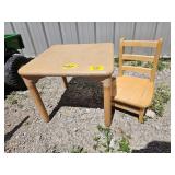 KIDS SOLID WOOD TABLE & 1 CHAIR