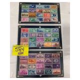 3 PLASTIC DISPLAY CASES W/ VINTAGE STAMPS OF ALL