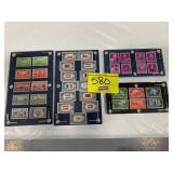 4 PLASTIC DISPLAY CASES W/ VINTAGE STAMPS OF ALL