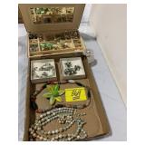 JEWELRY BOX & FLAT OF COSTUME JEWELRY OF ALL