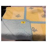 HAND STITCHED YELLOW & LIGHT BLUE FLOWER BASKET